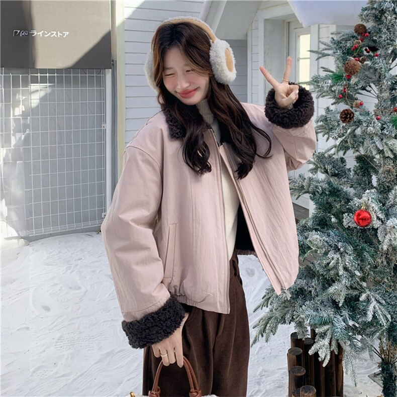 有货~粉色小个子短外套派克服毛毛内胆2C118-M869P195控298,女装短外套,2C118