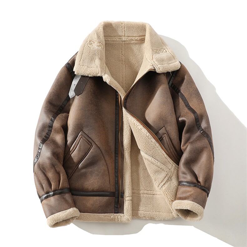 2025冬季保暖外套皮毛一体加厚夹克羊羔毛外套白底8913p245，男装夹克，电商A203-1