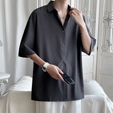 短袖衬衫男夏季新款港风宽松冰丝坠感衬衣CY009-P30，男装衬衫，星座214-3