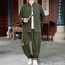 男士外套灯芯绒夹克套装盘扣立领风XZ1512-2502套装-P130，男装休闲套装，星座1512