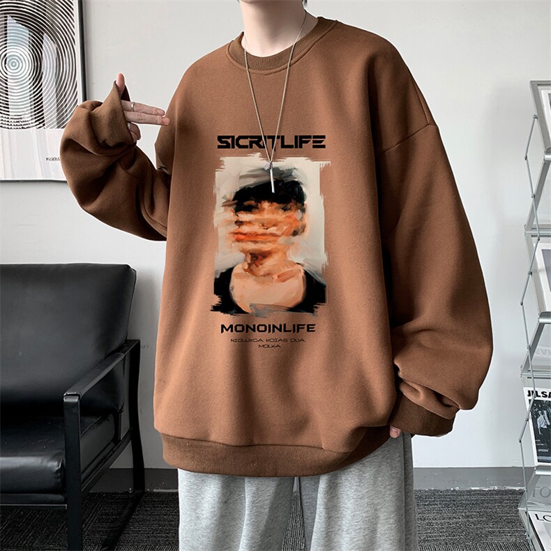 圆领卫衣男大码加厚加绒长袖t恤男S6213-P28加绒款-P33,男装卫衣,电商A040