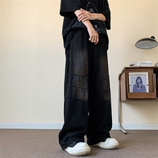美式街头牛仔裤男直筒宽松欧美高街vibe风长裤子N06229-P63，男装牛仔裤，星座308B-2