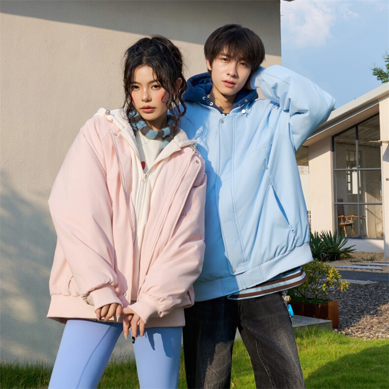 !潮流冬季连帽拉链加绒加厚棉衣情侣撞色棉服外套MY5567-P78,男装棉衣,星座610B-1