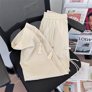 新中式风裤子男女夏季薄款宽松直筒垂感设计感休闲裤男女~K2804图片