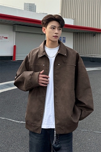 特批P60无差价2025春大码克林菲特痞帅扎染夹克男机车服外套J5201图片