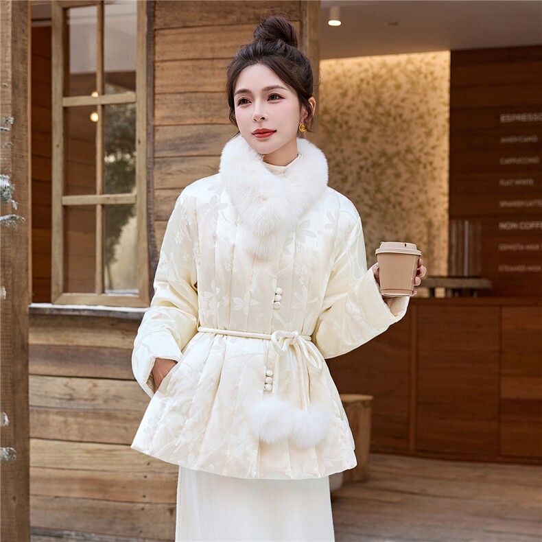 现货2025年冬季轻奢真狐狸毛中长款羽绒中长款,女装羽绒服,依如秀(原杭风阁)
