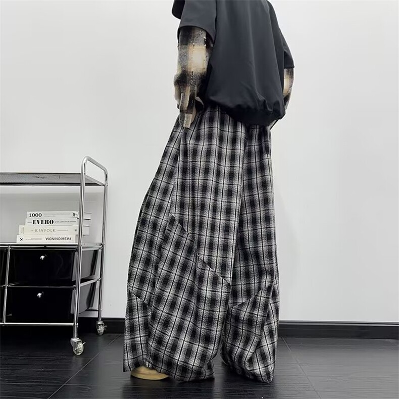 美式复古褶子宽松高腰长裤情侣日潮潮流新款时尚8648P47,男装休闲裤,星座410-2