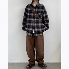 格子衬衫男韩版潮流痞子帅气春季2026新款ins宽松外套CY598-P43，男装衬衫，星座412-2