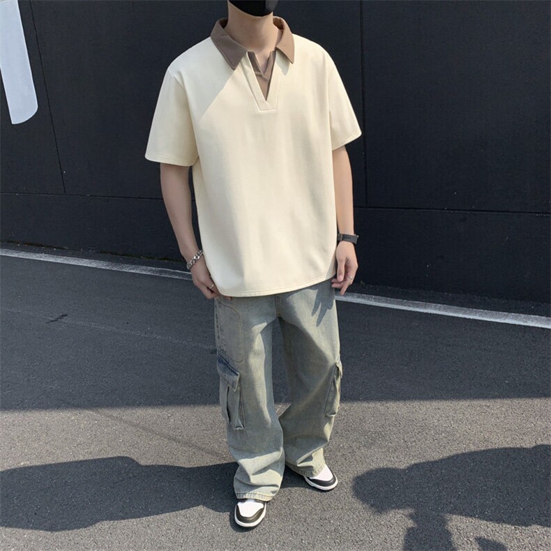 夏季大码公版拼色翻领POLO衫男休闲T恤短袖,男装Polo衫,星座1107-1
