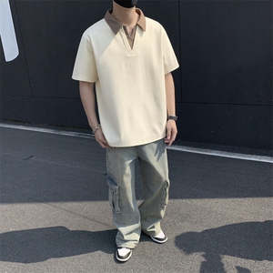 夏季 大码公版拼色翻领POLO衫男休闲T恤短袖图片