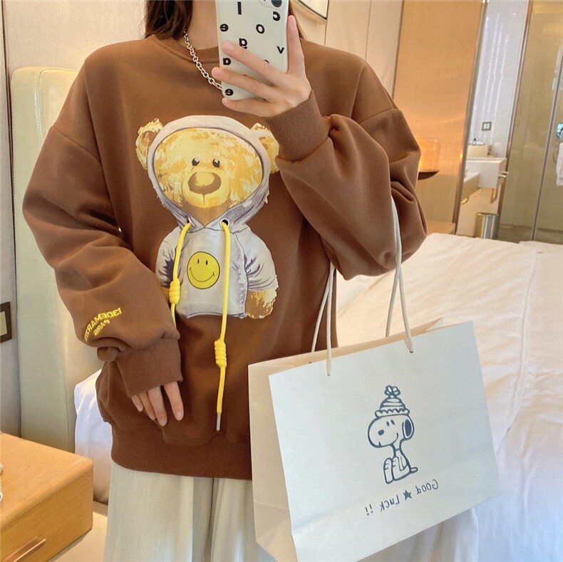 现货冬款韩版休闲加绒卫衣，女装卫衣/绒衫，泽妤