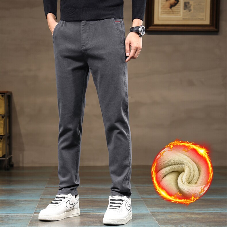 加绒保暖商务休闲裤子秋冬男社会小伙修身直筒西裤K9802加绒p50，男装西裤，星座224-3