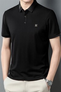 2023夏季新款男士短袖T恤翻领薄款POLO衫商务休闲宽松T恤爸爸夏装图片