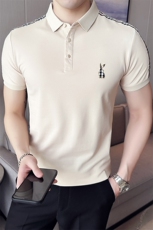 2024新款丝光珠地面料修身翻领短袖POLO衫男PL9303-p55，男装Polo衫，电商D303