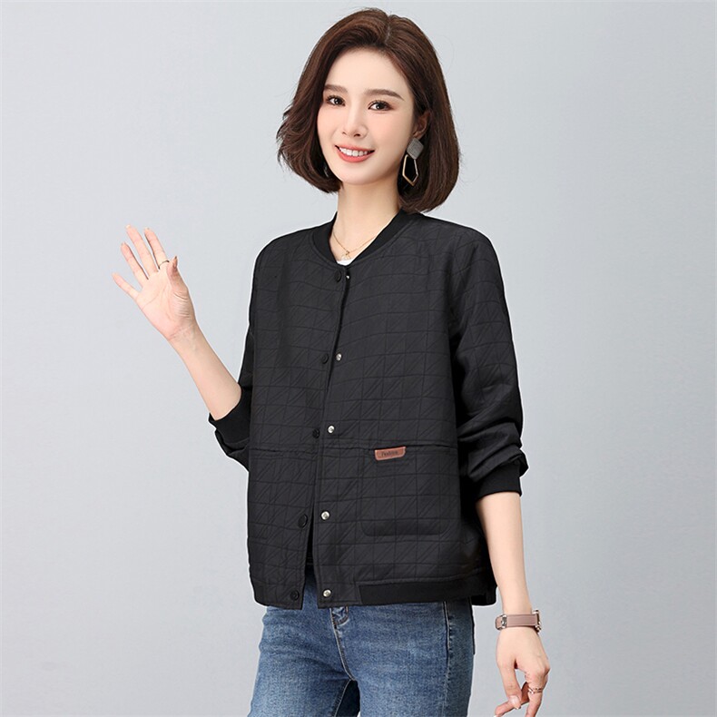 时尚休闲方格短外套女2024春秋季新款韩版宽松显瘦百搭上衣,女装短外套,依恋蒂丝
