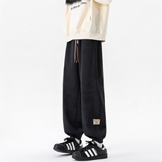 8XL-M痞帅脏脏束脚休闲卫裤男秋冬加绒加厚大码裤子KZ022特价P40，男装休闲裤，电商B312