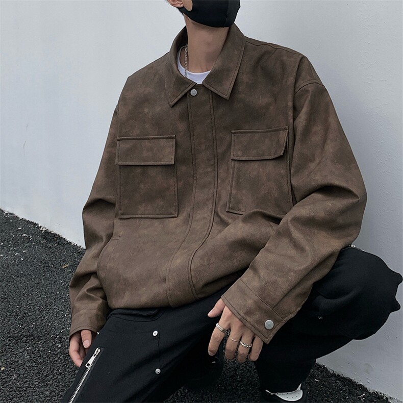 港风高街痞帅男装外套美式短款潮牌工装皮衣夹克DSA157B-J231-P90,男装夹克,电商A157B