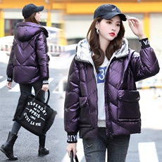 时尚亮面连帽短款羽绒服女士冬季保暖显瘦外套高端品质轻薄舒适，女装羽绒服，阿舍尔精品