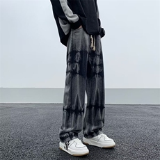 扎染牛仔裤男个性高街帅气2026春秋新款ins宽松百搭长裤RK043-P43，男装牛仔裤，星座412