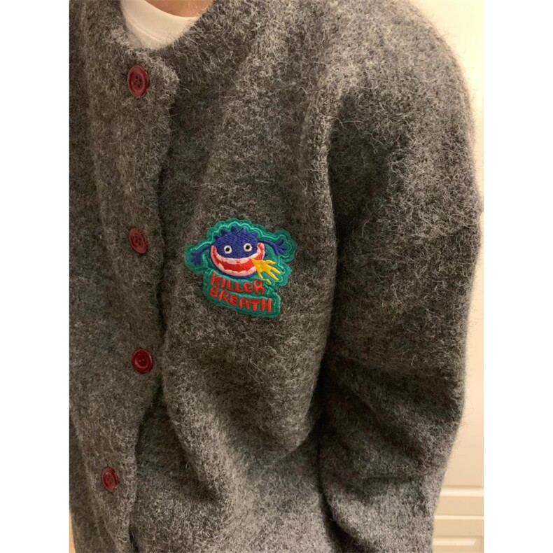 山月拾酒25AW刺绣针织早秋宽松开衫男女毛衣外套羊毛上衣,男装针织衫/毛衣,星座506A