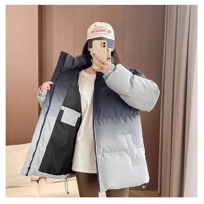 时尚立领渐变色宽松防寒服保暖女2024冬季新款减龄百搭外套潮,男装夹克,星座506A