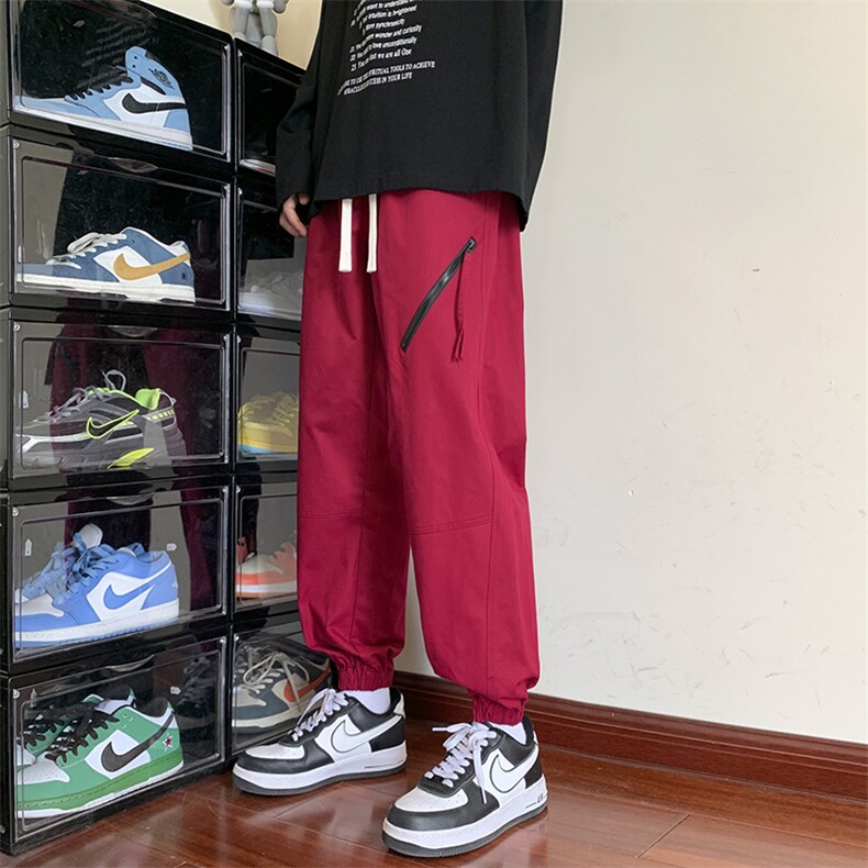 KP821 P55美式潮流休闲裤男港风宽松直筒拖地裤束脚裤卫图片