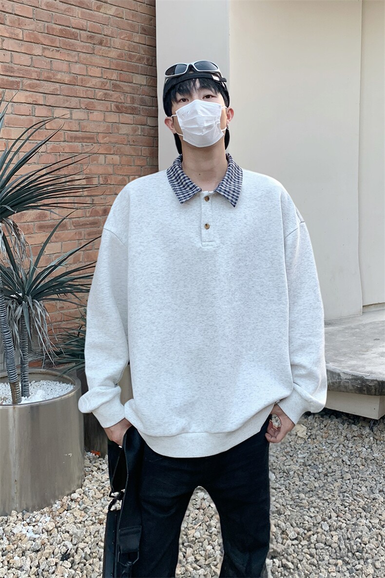 假两件卫衣男秋装2025新款潮流拼接撞色宽松长袖W4693-特价P35,男装卫衣,电商A007