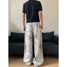 7883-P53美式vibe个性印花牛仔裤女夏季新款，男装牛仔裤，电商B323A