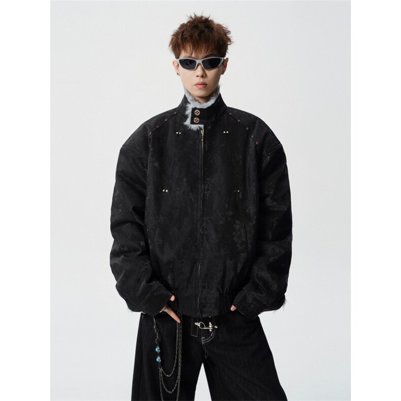 706-LK5046-P148  特P  现货 冬季男立领座山雕毛加厚领棉服外套图片