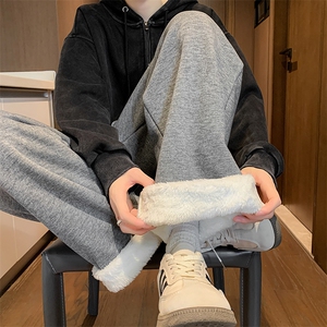 8XL-M特大码工装加绒裤男纯色宽松裤卫裤休闲基础款K995P65图片