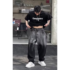 抖音--二狗到位--早秋渐变水洗撞色款牛仔长裤nz58-TP85，男装休闲裤，电商A089-1
