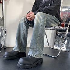 美式高街牛仔裤水洗做旧微喇修身vibe裤子1213-NZ22-P55，男装牛仔裤，星座1213