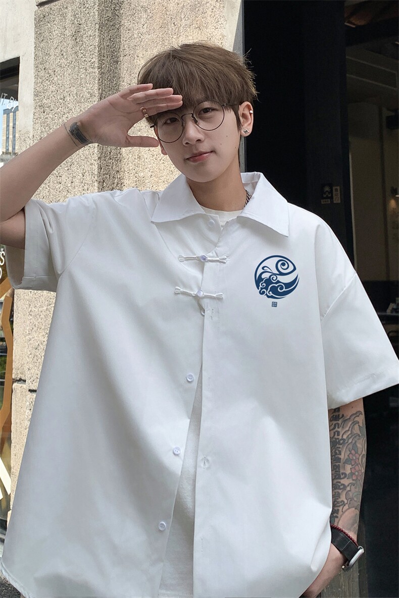 ！2025夏季新款男士新中式短袖衬衫免烫风衬衣CS102特P33,男装衬衫,电商B220