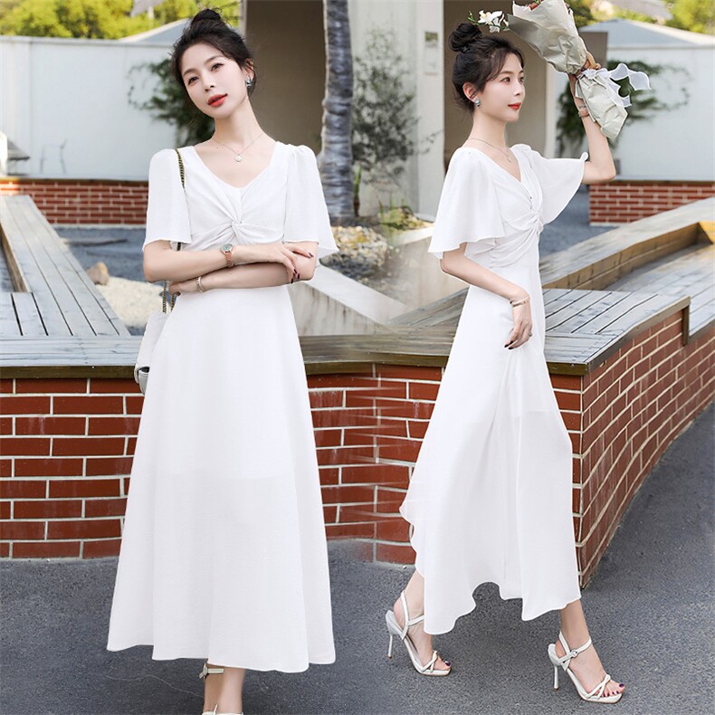 高级感气质优雅连衣裙女2025夏季新款时尚减龄百搭长裙,女装连衣裙,时尚俏佳人