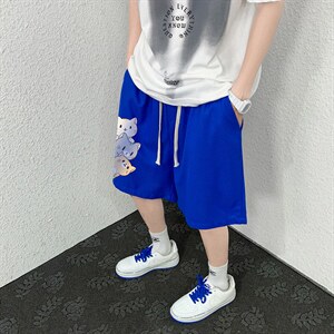 HD74164-P22 华夫格短裤男大码宽松五分裤男直筒中裤图片