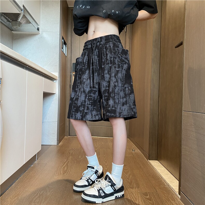 夏季新款潮流扎染工装口袋宽松短裤B315-K25785-特p30控58,男装休闲裤,电商B315