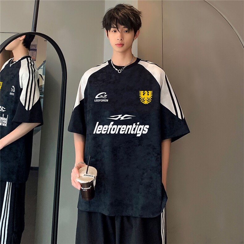 街头时尚潮牌撞色拼接高级百搭休闲男女同款短袖T恤T302-P35,男装T恤,电商C307