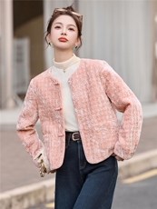 现货2025新新中式羽绒服女短款款冬复古盘扣白鸭绒外套，女装羽绒服，仟媚宠