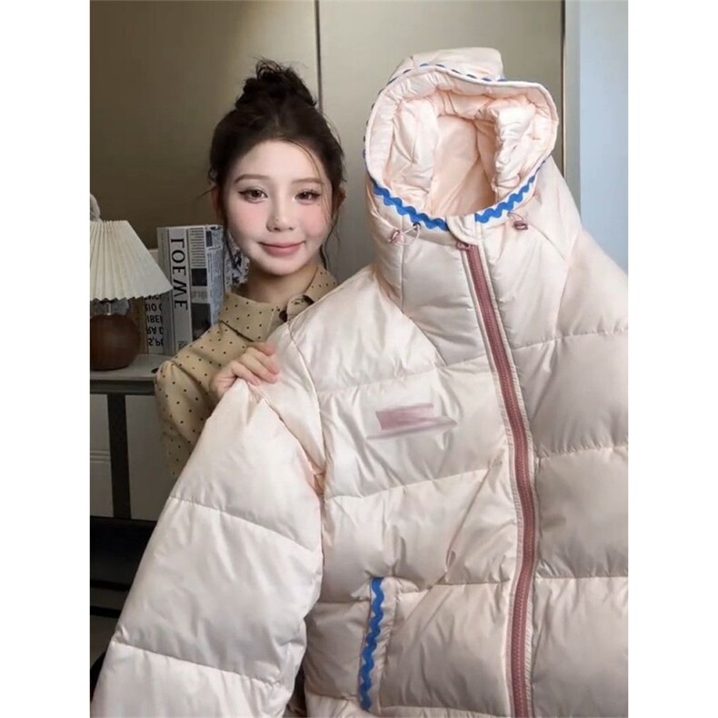 DD69P93韩版学院甜美风粉色连帽棉服,男装棉衣,电商B323A