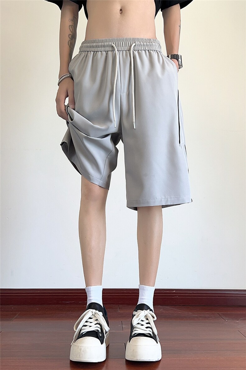 凉感冰丝解构线条设计感休闲透气男短裤X416B-1-DK3089-特P28限48,男装牛仔裤,星座416B-1