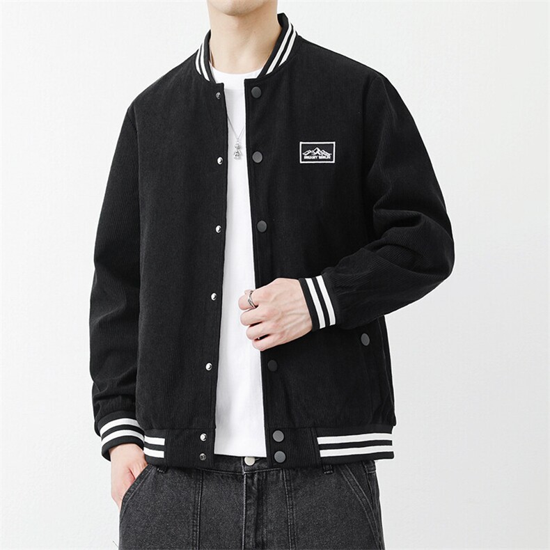 复古日系潮牌棒球服春秋季新款刺绣灯芯绒夹克外套男青年JK85-P50图片