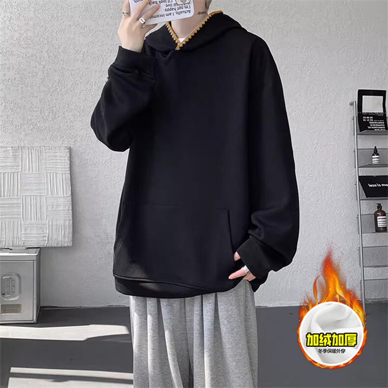 480G重磅加绒硬挺boxy男女秋冬美式高街结构贝壳刺绣连帽卫衣外套,女装短外套,电商A486-1