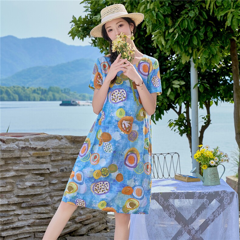 701时尚印花连衣裙,女装连衣裙,倪叶myz