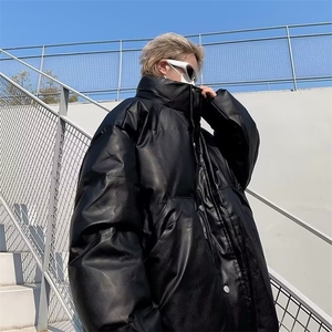 PU皮冬季立领棉衣外套男休闲潮牌加厚港风棉服1001-1-W163-P95图片