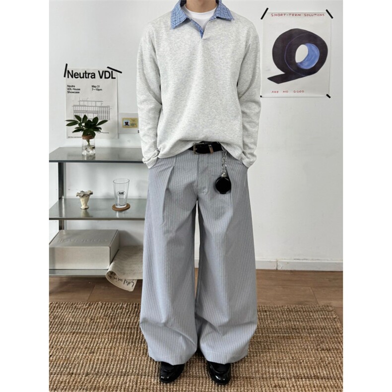 得物品质秋款男女休闲T恤POLO衫格子领长袖宽松休闲卫衣T184P50，男装Polo衫，星座1013-1