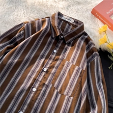 男简约衬衫原宿潮流时尚潮长袖方领日系气质条纹衬衣SC26P30，男装衬衫，星座1116-2