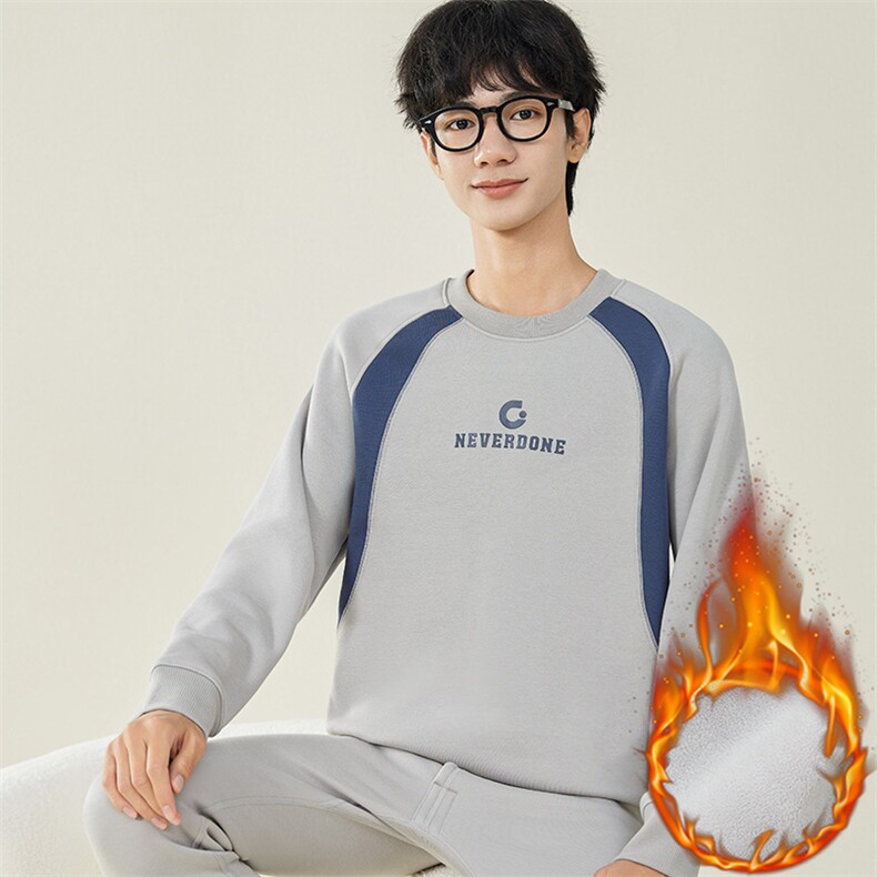 秋冬加绒加厚纯棉休闲保暖内衣套装两件套TZ3150-P75,男装棉衣,星座310B-3