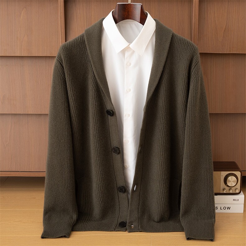 2025年秋季新款七针加厚元宝针针织羊绒开衫时尚休闲通勤百搭，男装羊绒开衫，鼎坤羊绒