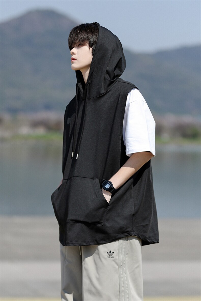 M-8XL特大码冰丝速干连帽背心男篮球运动无袖健身服坎肩TDX315P35,男装T恤,电商D206-1
