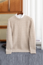 秋冬季新款舒适时尚百搭圆领时尚格纹显廋羊毛衫，男装羊毛衫，赛冬羊绒